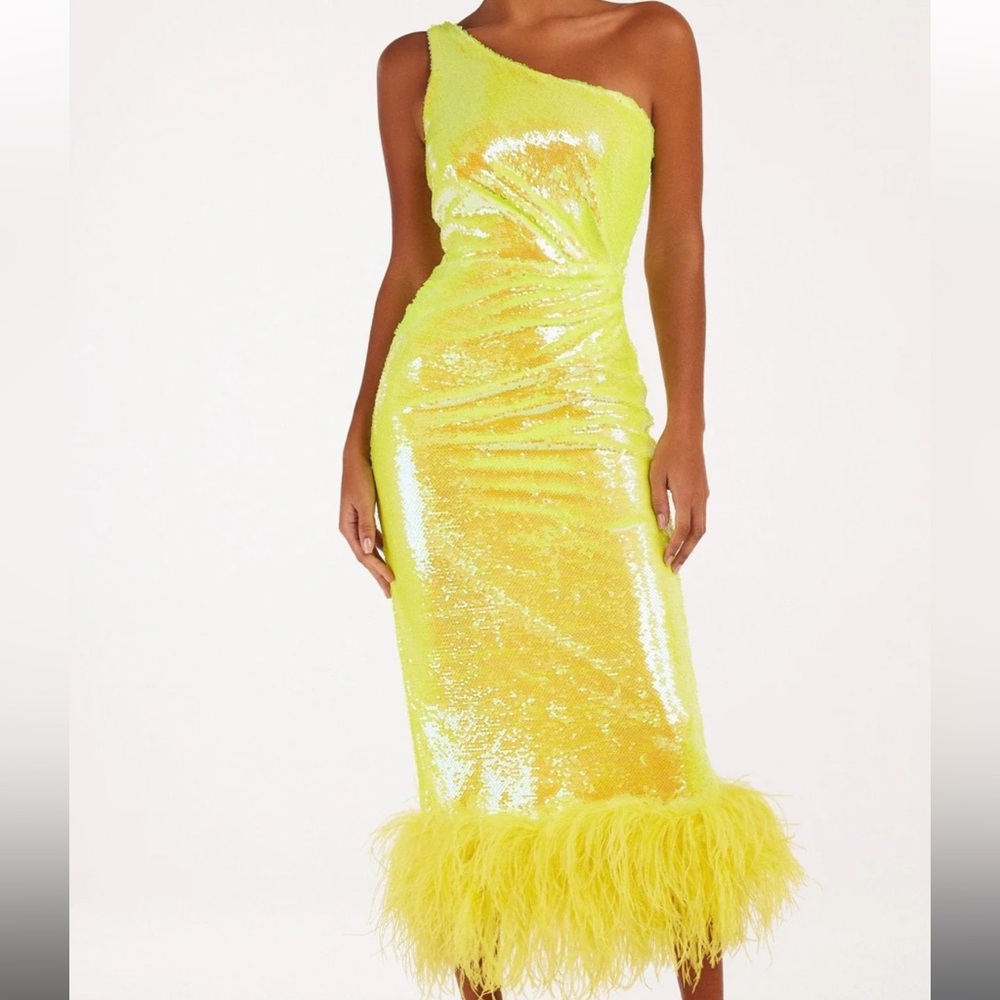 Yellow Sequin One-Shoulder Dress
